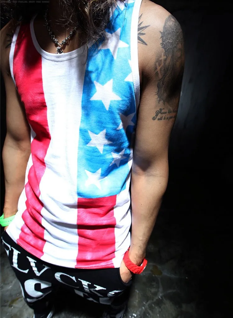 Tank Tops Men 2016 Cool Gym Shark Tshirt Casual Singlet National flag Vest Striped Slim Fit Gym Sport Sleeveless Hip Hop Clothes (7)