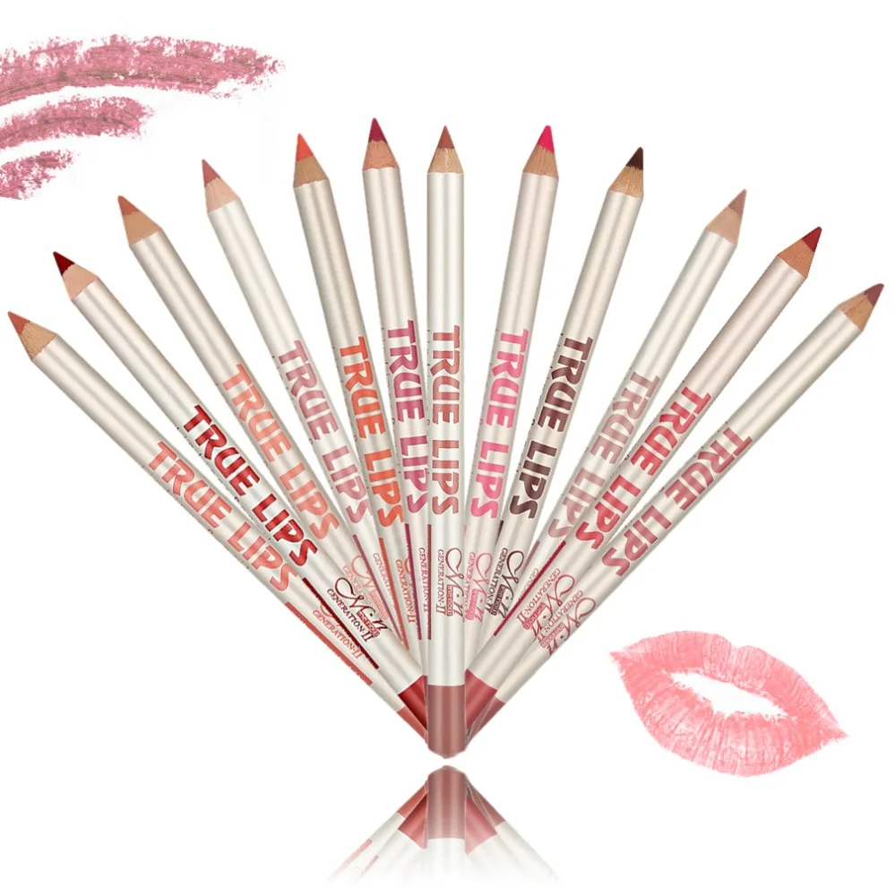 

Professional Multi-functional Lip Liner Pencil Long Lasting Waterproof Lip Eye Brow Cosmetic Makeup Lipliner Pens 12Colors HOT