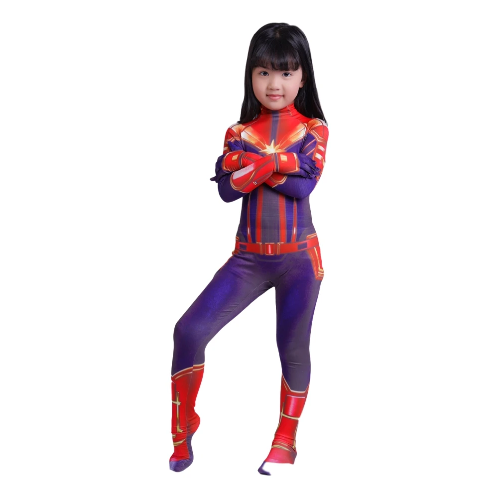 

2019 3D Women Girls Movie Version Captain Marvel Carol Danvers Cosplay Costume Zentai Superhero for Kids Costumes