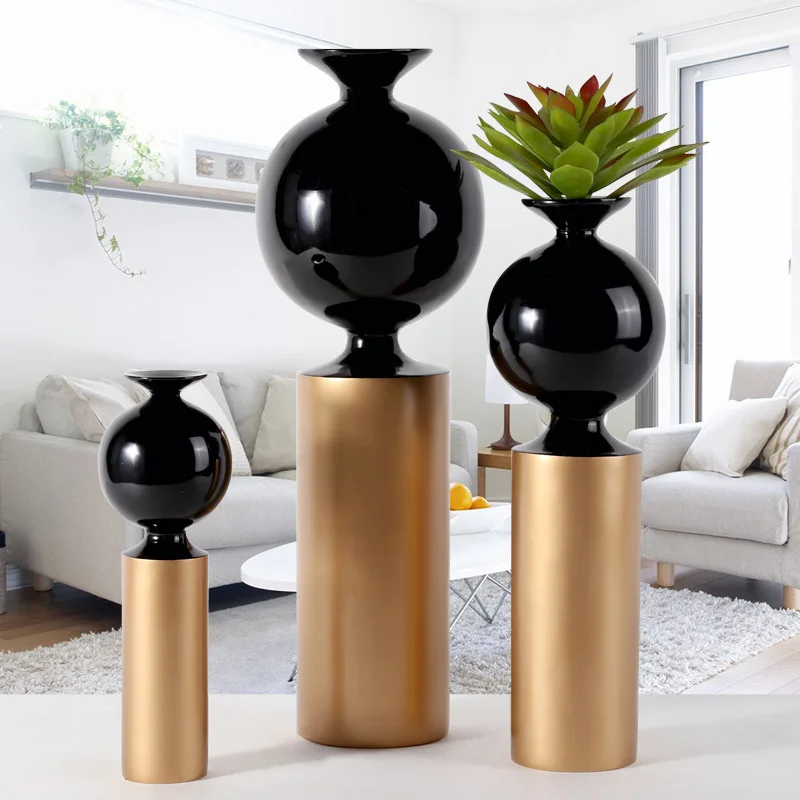 

black Vase Delicate Office Desktop Decoration Wedding Ornament Florero Nordic Decoration Home beautiful nice tabletop vase