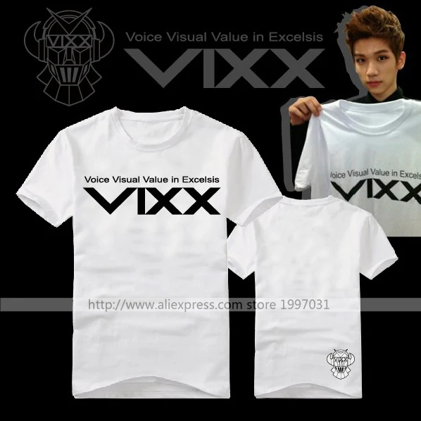Футболка с коротким рукавом KPOP VIXX надписью визуальное значение Excelsis rapi N Leo Ken Hyuk