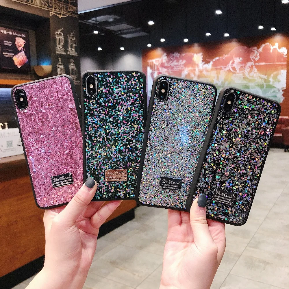 Case For iPhone X Xs Xr Xs Max 8 7 6S Plus Cover Glitter Sequins Shiny Soft Girly Case For Huawei P20 P30 Pro Mate 20 Pro Cover (8)