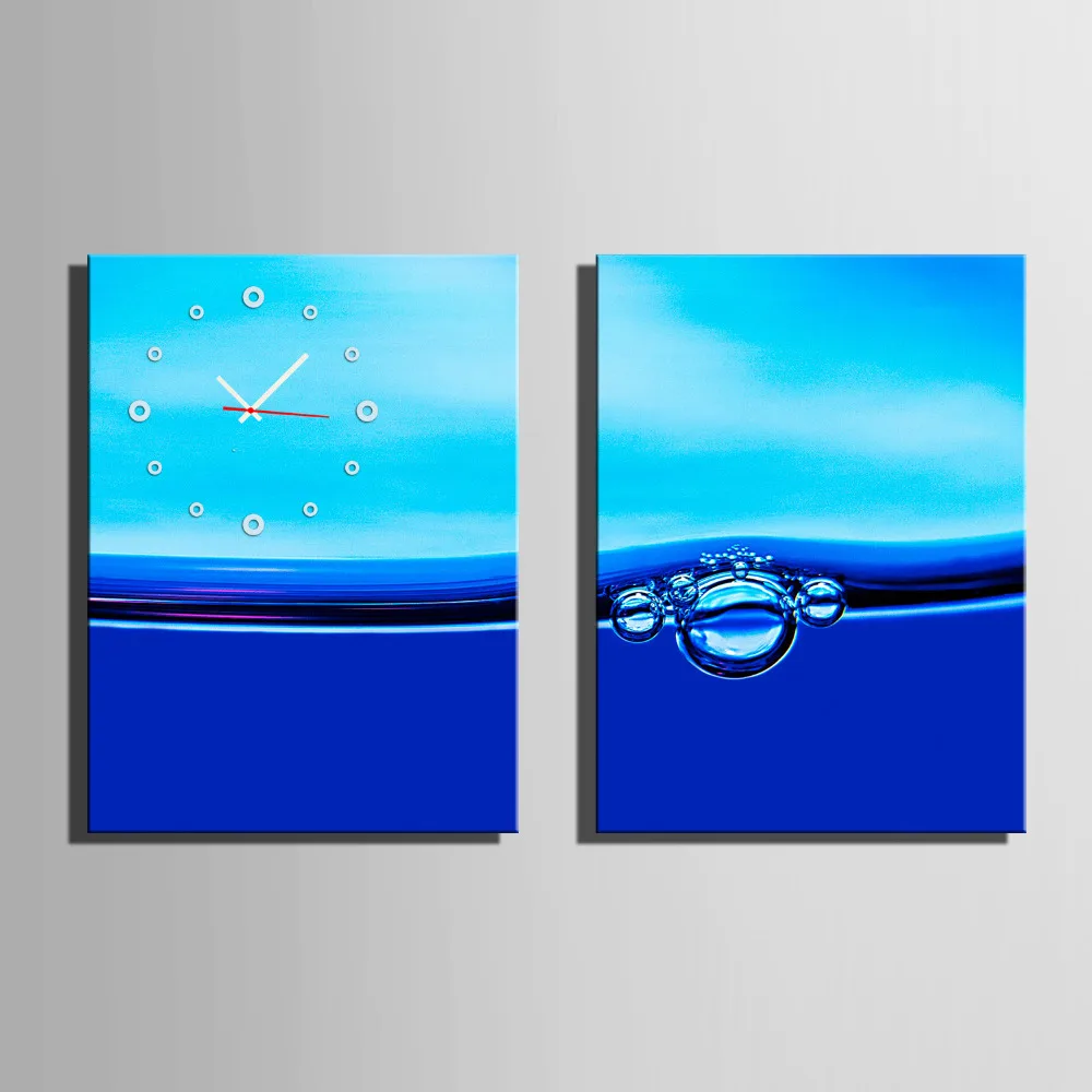 

Free Shipping E-HOME Blue Water Clock in Canvas 2pcs wall clock