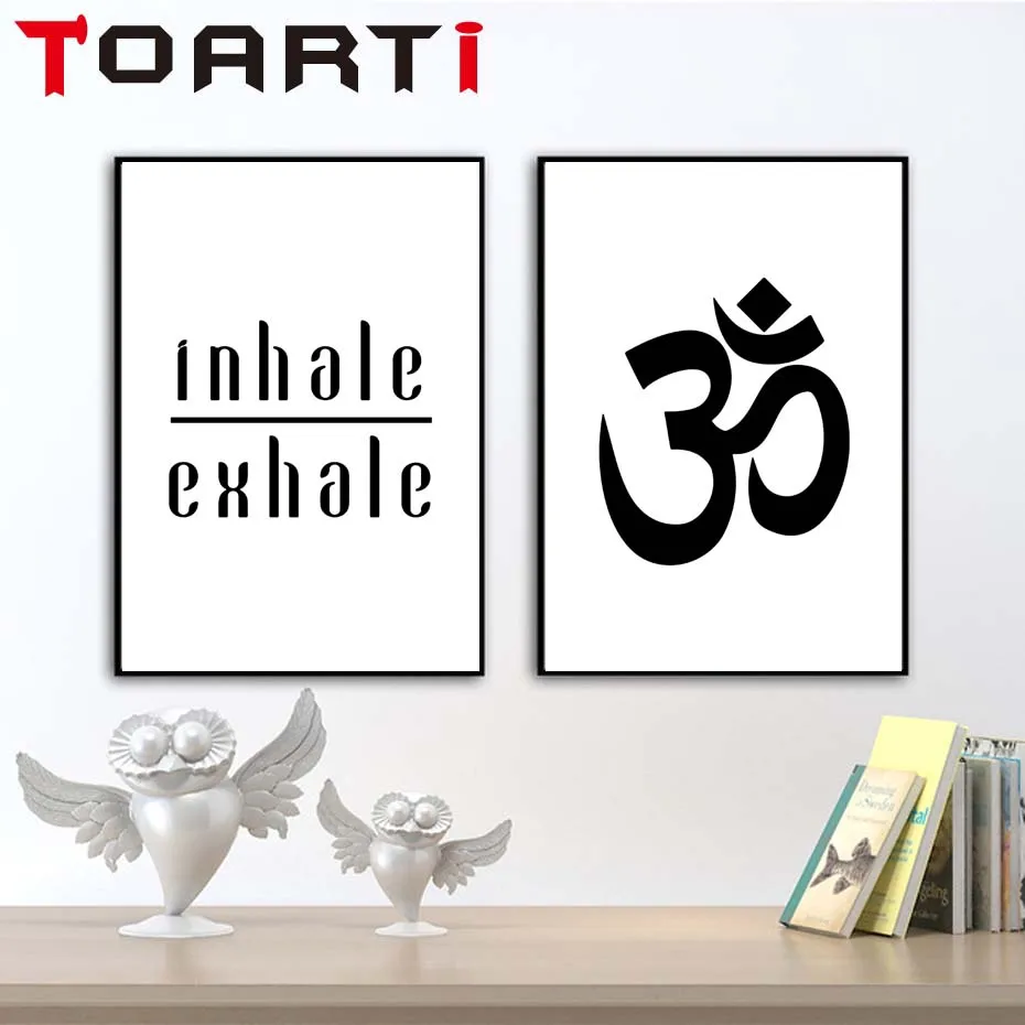 Aum Ohm Om Yoga Poster Canvas Painting Quotes Inhale Exhale  Prints Wall Art Picture For Relaxation Home Decoration No Frame (3)