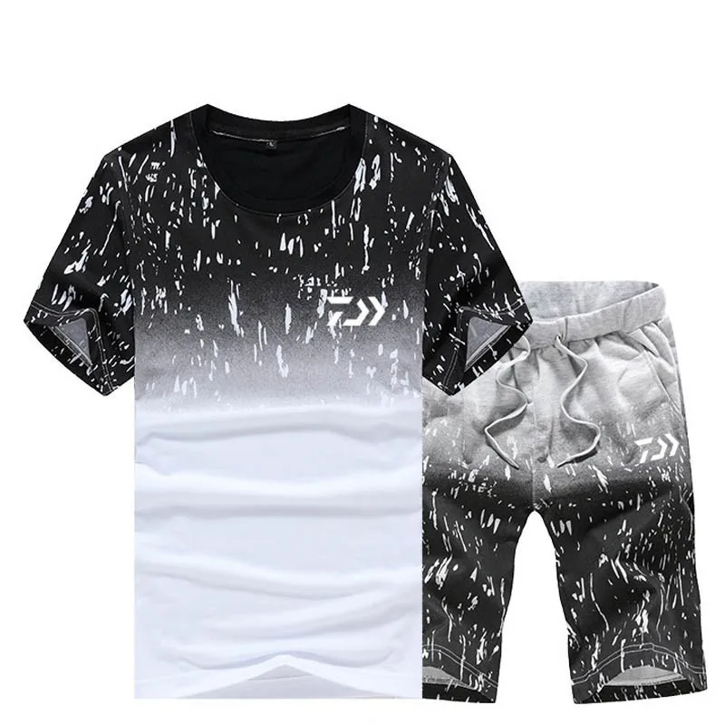 Комплект одежды для рыбалки Daiwa, летние костюмы для рыбалки, защита от солнца, дышащие футболки с коротким рукавом и шорты, комплект из 2 предметов