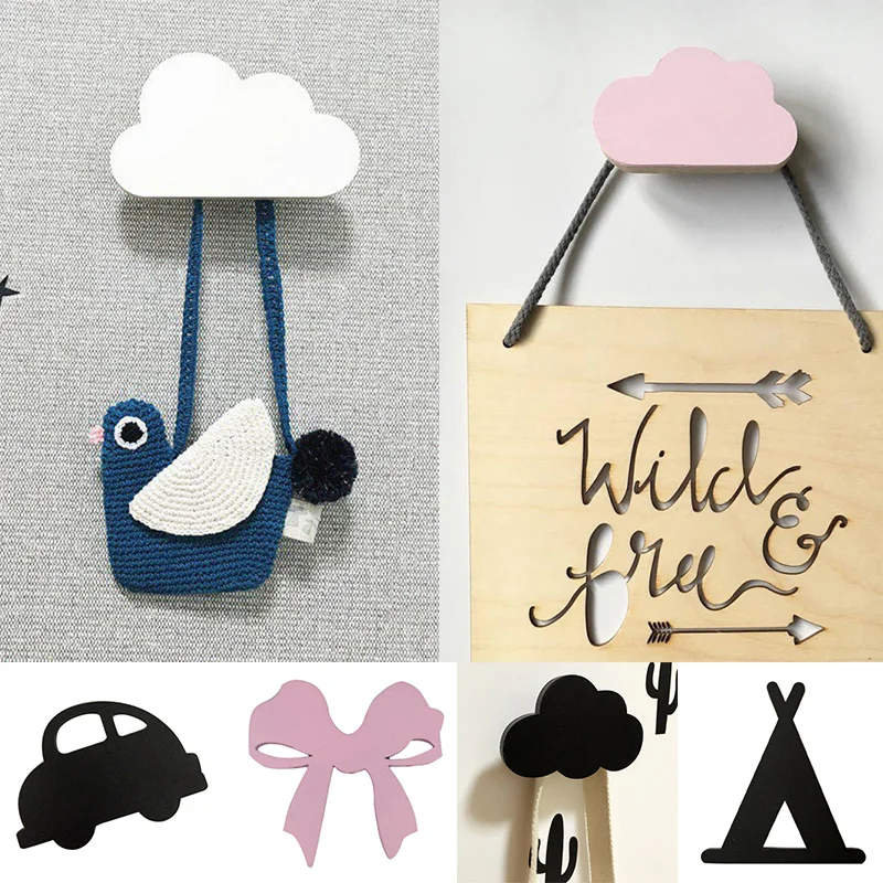 

Nordic Cactus Wall Clothes Hooks Wooden Kids Room Wall Sticker Decoration Clothing Hanger Children Birthday Gift Decorative Hook