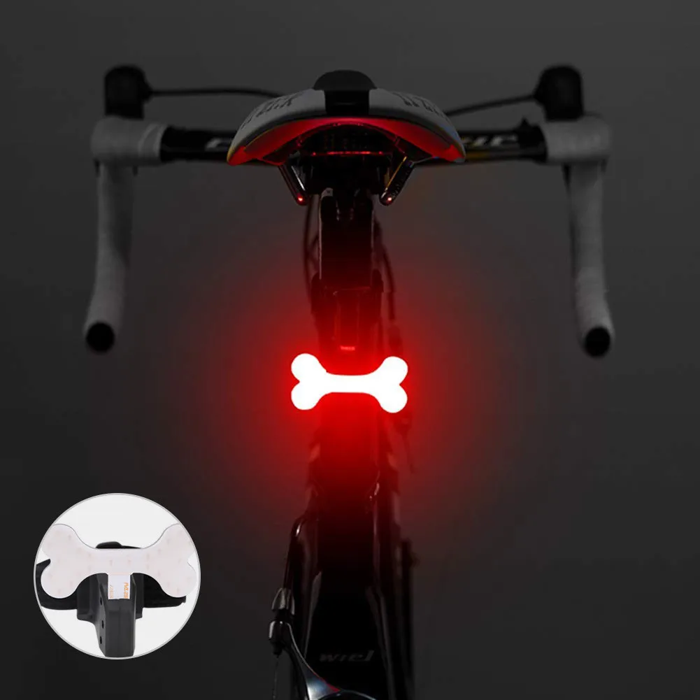 

Red+Blue LED USB Rechargeable Bone Triangle Bike Rear Tail Light Bicycle 5 modes Night Safety Cycling Warning Lamp waterproof