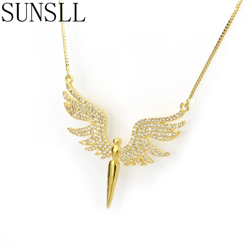 

SUNSLL Hot Selling Handmade Trendy Gold/Silver Color Copper Black/White Cubic Zirconia Pendant Necklace Feminina Gift Jewelry