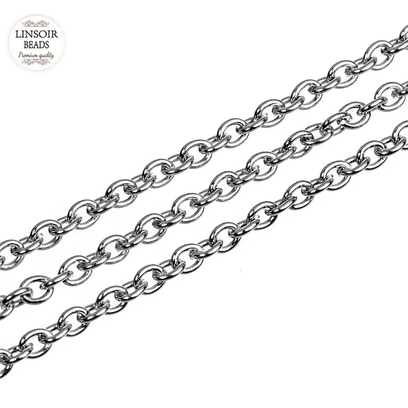 10yards/roll 1mm 1.5mm 2mm 2.5mm 3mm Width Stainless Steel Chains Rhodium Link Chain for Necklaces Bracelets Jewelry Making DIY