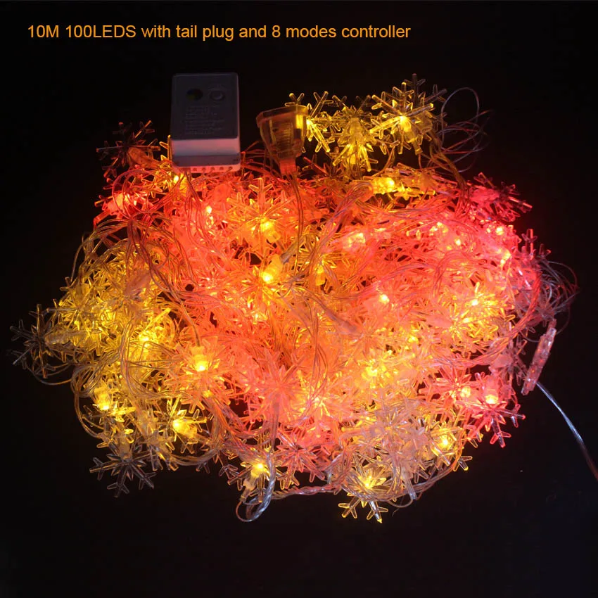 IKVVT LED 10M 100LEDS Fairy String Garland Christmas Tree Curtain Snow Outdoor Home Decorative Curtain Lights Luces Led Lamp IKVVT LED 10M 100LEDS Fairy String Garland Christmas Tree Curtain Snow Outdoor Home Decorative Curtain Lights Luces Led Lamp