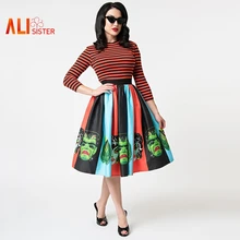 ALIsister/ г. Осенне-зимние женские плиссированные юбки на Хэллоуин модные юбки до колена винтажная забавная юбка с принтом Femininas