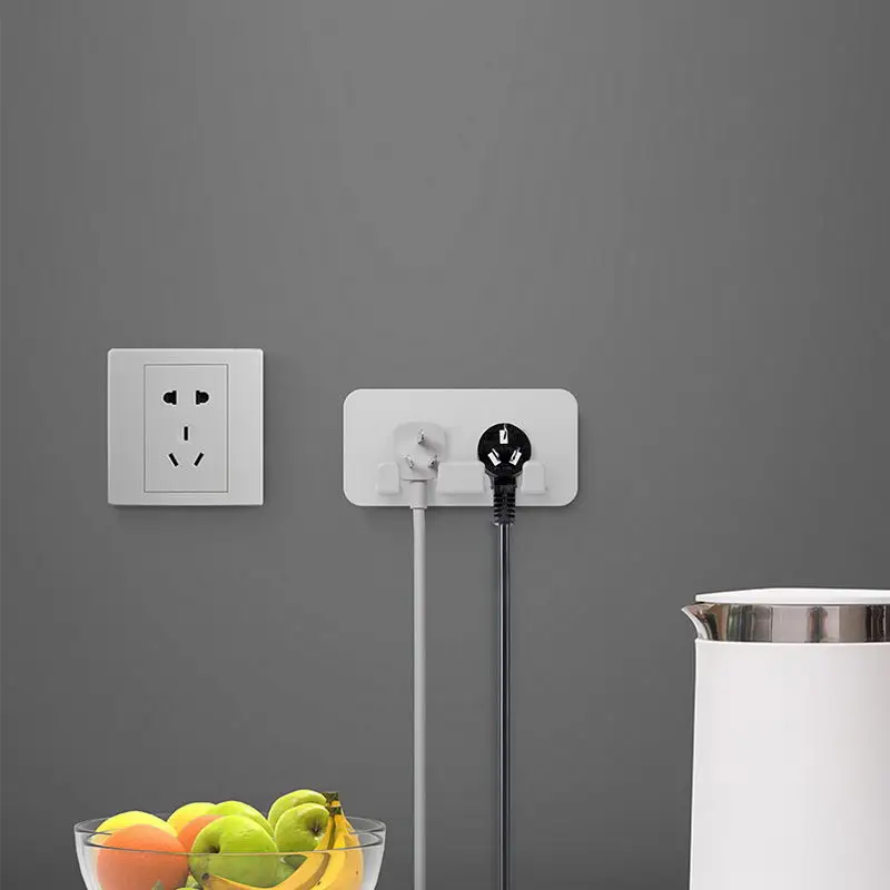 

Paste Plug Hanger Nail-free Hook Double Bayonet Power Electrical Plug Holder Kitchen Storage Tool LXY9