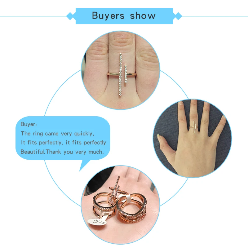 ERLUER Brand Adjustable jewelry Rings Fashion silver rose gold color Crystal cz zircon wedding Finger Ring For Women girls Bague