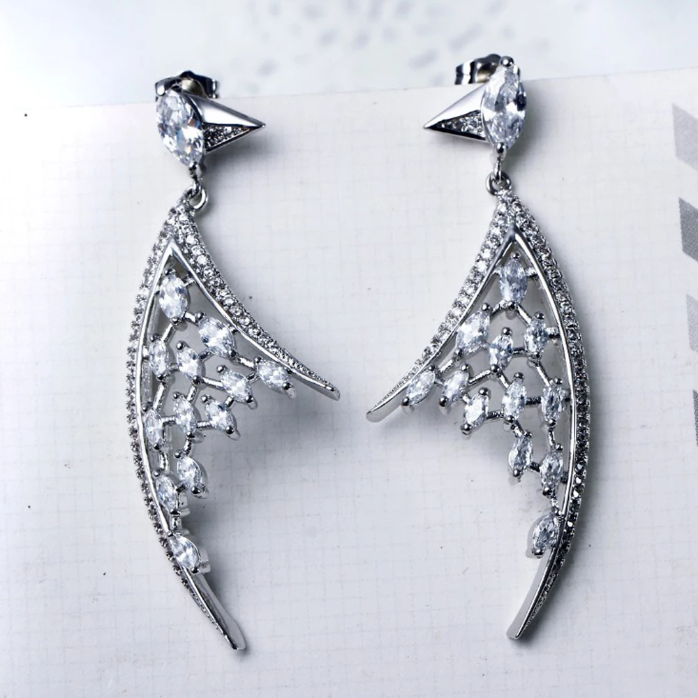 New jewelry women's crystal rhinestone earrings Fashion Zirconia crystal wholesale Trendy Dangle Sail Earring elegant jewellery
