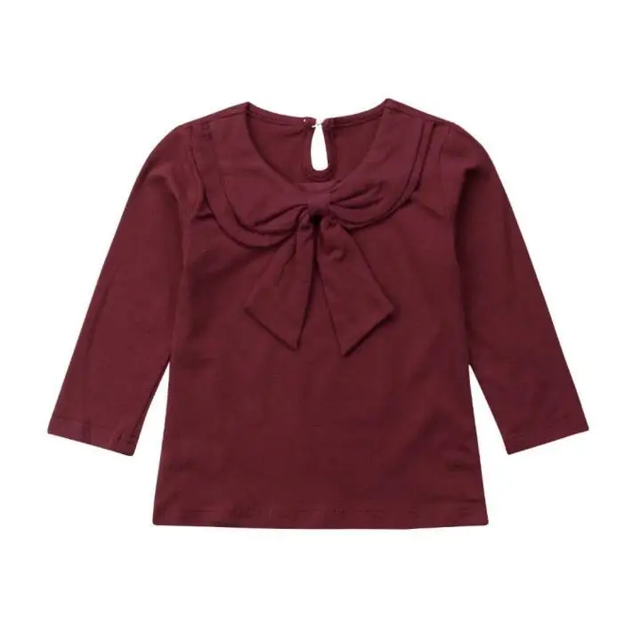 Pudcoco/повседневная детская одежда для маленьких девочек; От 1 до 5 лет с воротником и бантом; топы с длинными рукавами; блузка - Цвет: A