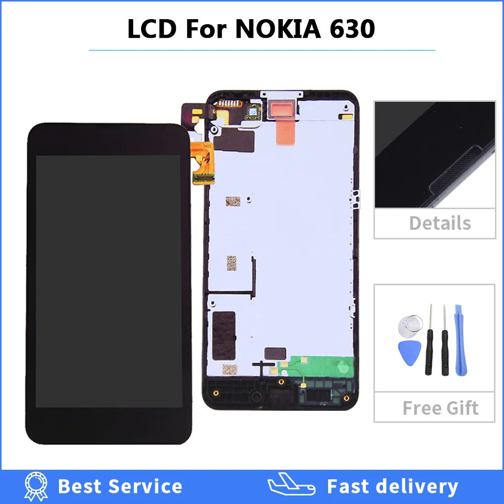 4 5 &quotips lcd для NOKIA Lumia 630 635 дисплей сенсорный экран Замена + рамка | Мобильные