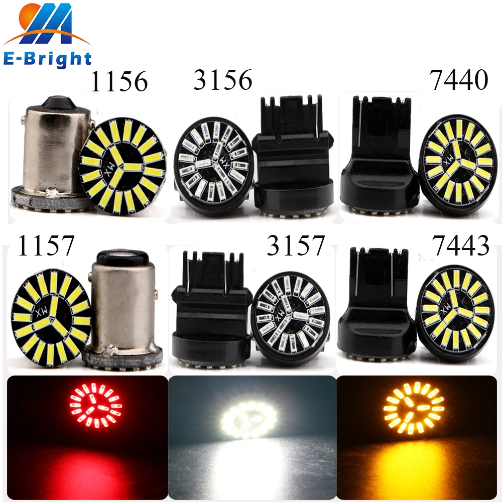 2 50 100шт 1156 BA15S 1157 BAY15D 3156 3157 7440 Canbus без ошибок 7443 19 SMD задний светодиодный фонарь