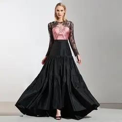 Танпелл вечернее платье черный совок шеи Длинные рукава длиной до пола ТРАПЕЦИЕВИДНОЕ ПЛАТЬЕ женское кружевное вечернее платье на заказ