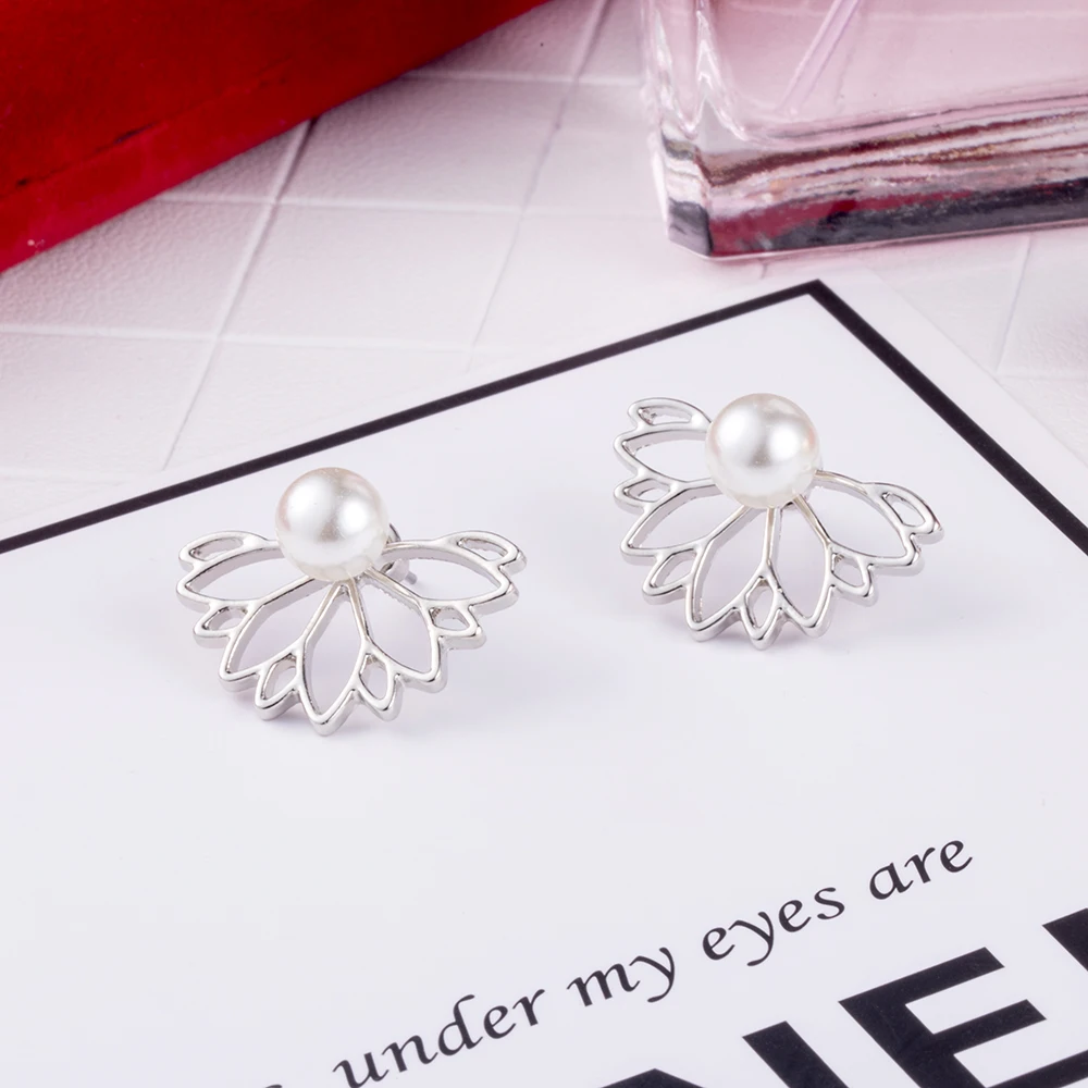Marisa Lotus Pearl Flower Stud Earrings 5
