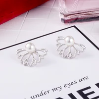 Marisa Lotus Pearl Flower Stud Earrings 5