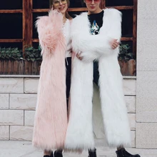 Модная длинная шуба из искусственного лисьего меха плавающая Меховая куртка осень зима женская имитация меха Пальто 4XL 5XL размера плюс