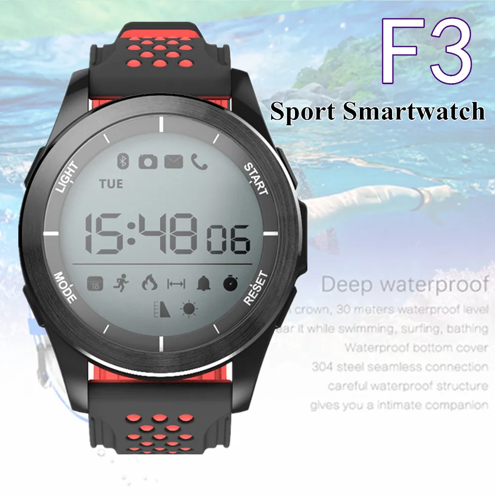 N. ° 1 F3 deporte Smartwatch IP68 impermeable Cámara de Control Remoto Bluetooth Fitness Tracker recordatorio reloj inteligente para Android IOS