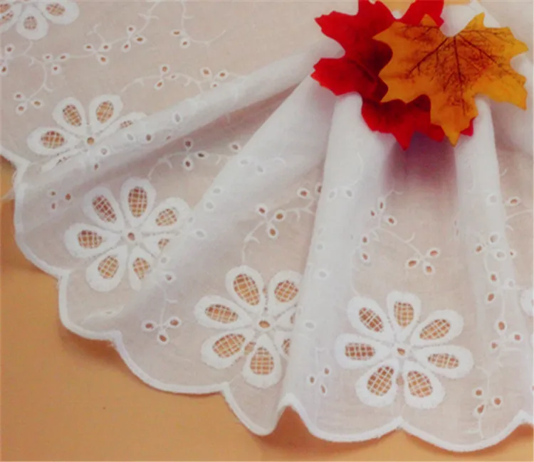 

22cm width 100% Cotton embroidery white lace sewing ribbon guipure trim fabric warp knitting DIY Garment Accessories
