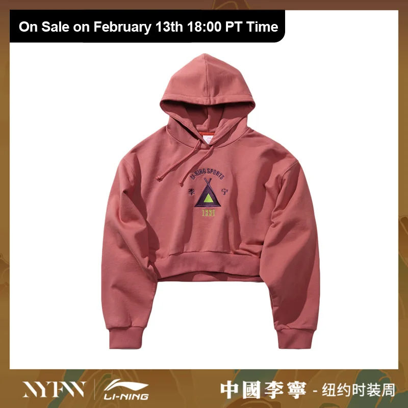 Li-Ning 2019 NYFW Women Hoodies Embroidery National Park LiNing Loose Fit 100% Cotton Sports Sweater Tops AWDP574 WWW1028 | Спорт и
