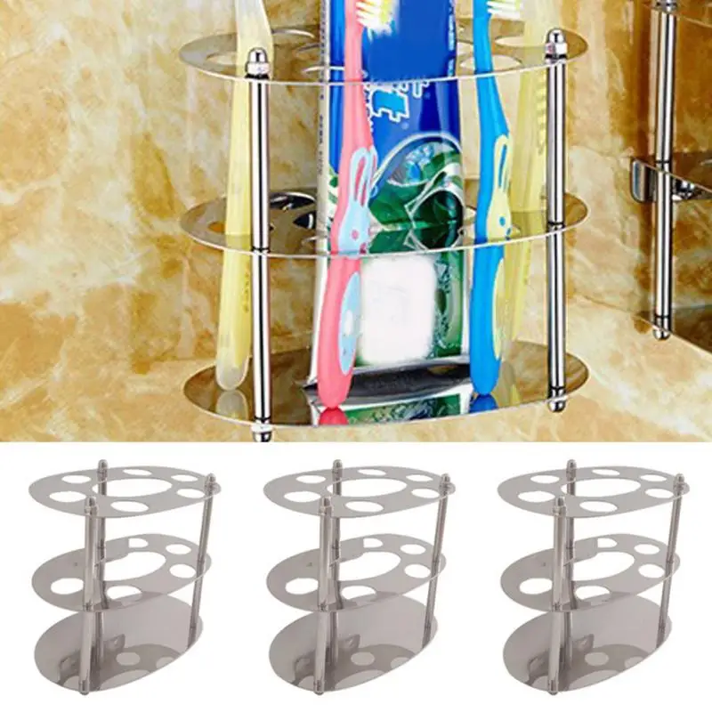 

Stainless Steel Wall Mounted Polishing Toothbrush Holder Bathroom Storage Organizer Ware Shelf Toothpaste Stand Home Decoration