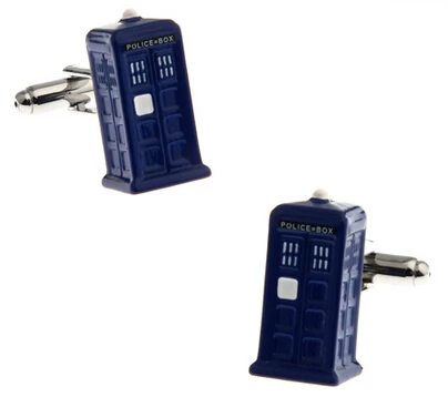 Prezzo Di Fabbrica Vendita Al Dettaglio Novelyu Gemelli Per Uomo Moda Materiale In Rame Blu Police-Box Design Gemelli Spedizione Gratuita
