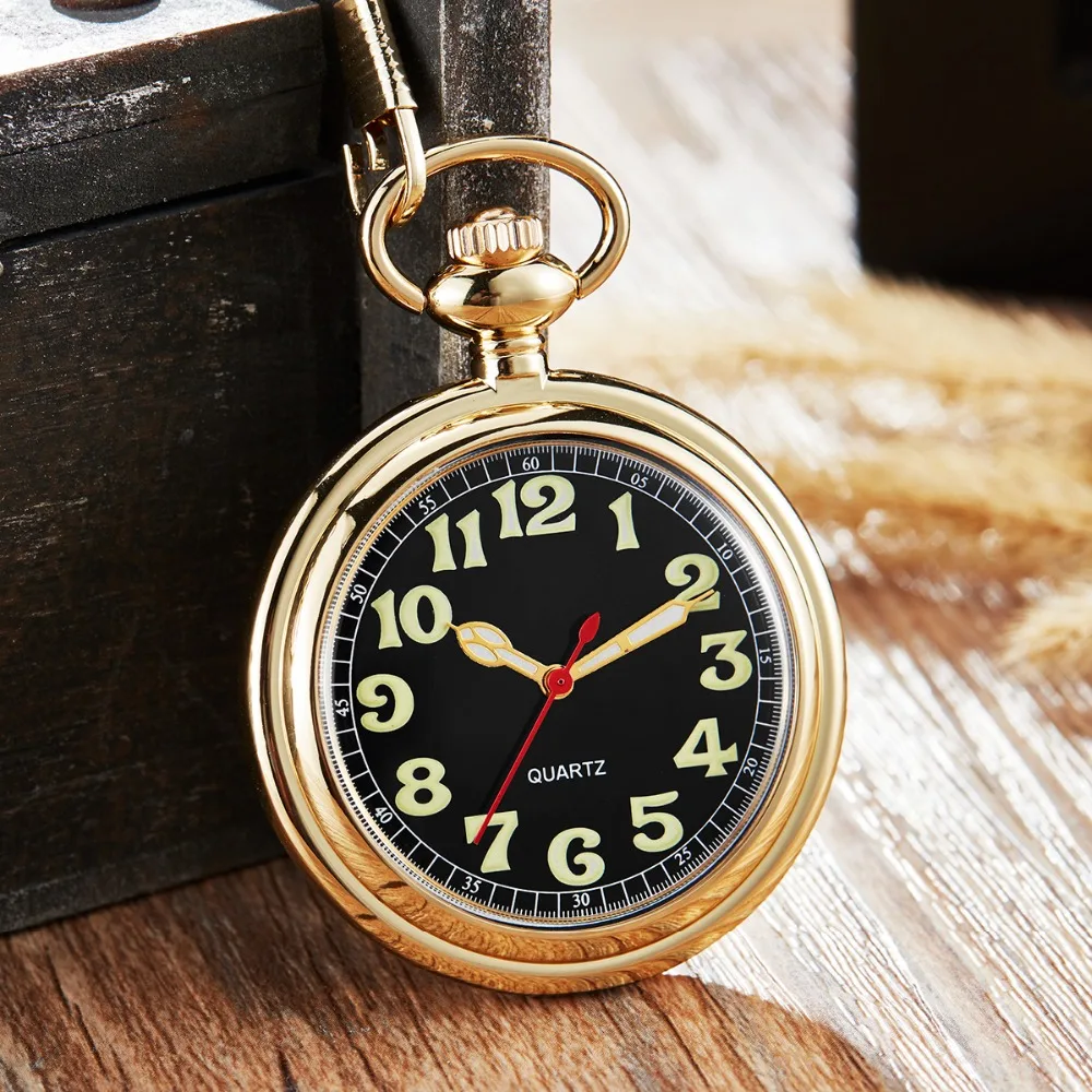 Модные золотые серебряные карманные часы для мужчин и женщин кварцевые часы большие цифры Циферблат FOB Подвески на цепочках часы стимпанк