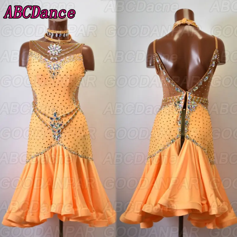 

Latin dance dress sexy Sleeveless Cha Cha Rumba Samba Tango dance dresses handmade custom size open back