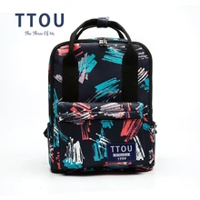 TTOU женские парусиновые рюкзаки с граффити, Студенческая школьная сумка, полосатый рюкзак для девочек-подростков, дорожная сумка для ноутбука, сумка Mochila