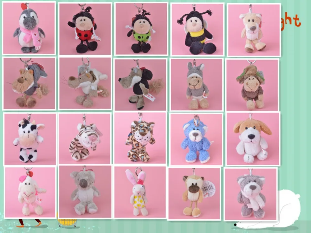 10 шт случайное распределение мультфильм животное маленький плюшевый кулон игрушка, дети кукла брелок/брелок подарок