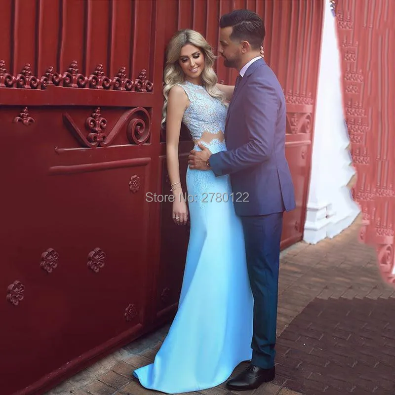 Vestido-de-festa-Light-Blue-Two-Piece-Prom-Dress-Lace-Appliques-Off-The-Shoulder-Sweep-Train (1)