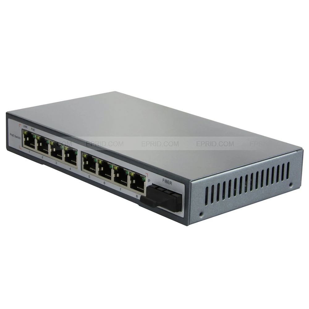 9-Порты и разъёмы 10/100 м с 4 PoE металлический корпус настольный Ethernet-коммутатор IEEE802.3at 1 волокно