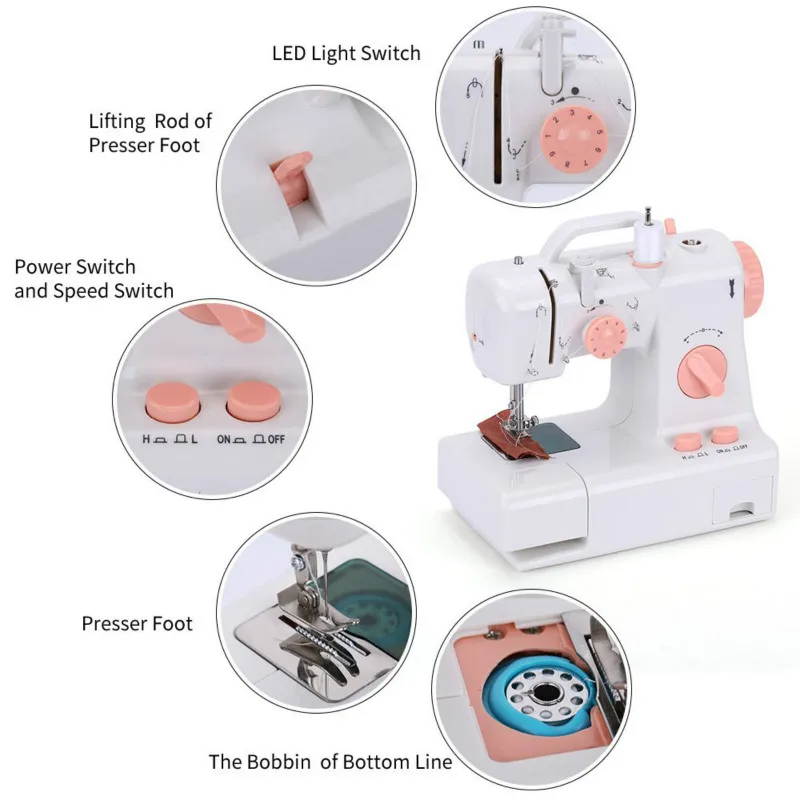 Мини электрическая бытовая швейная машина 2 регулировка скорости с легкой педалью электрическая бытовая швейная машина
