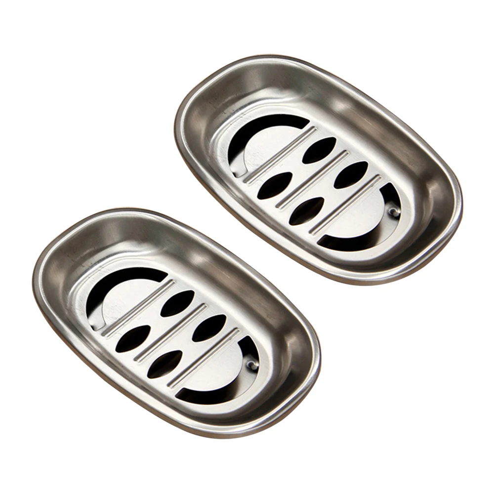 

2pcs Double Layer Stainless Steel Soap Dish Tray Double Draining Soap Box Holder for Shower Bathroom Kitchen (Oval Smiley)
