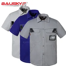 Мужская Рабочая форма Рабочая Рубашка с коротким рукавом и карманами для механика плотника