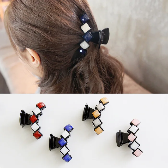 

1PC Hair Clips For Girls Color Matching Square Contrast Color Pony Tail Claw Top Clip Jewelry Large Disk Hair Grab Grip G0403