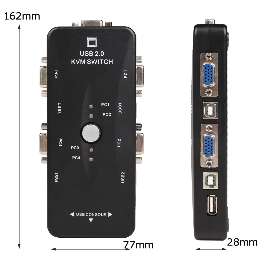  Colohas 4 Port USB 2.0 KVM Switch VGA/SVGA Splitter Box HUB Selector Adapter 1920 X 1440 Connects P