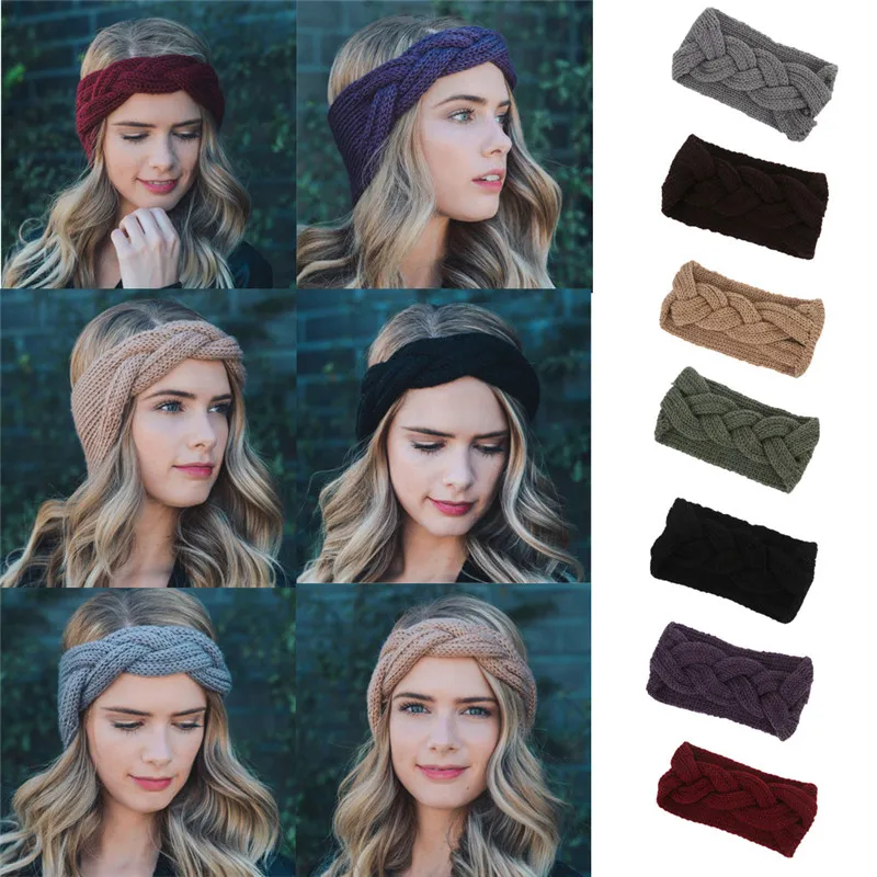 Women Knitted Headbands Winter Warm Head Wrap Wide Hair Accessories
