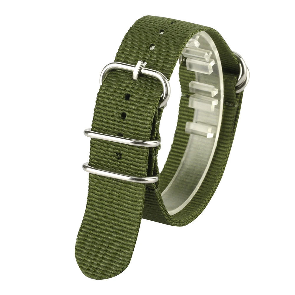 20MM 22MM Green Durable Canvas Fabric Watchband Sports Waterproof Nylon