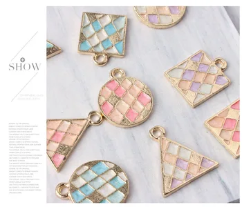 

Wholesale 30pcs/lot Square circular triangle 3 colors Charm Alloy Pendant necklaces bracelet DIY Fashion Jewelry Accessories