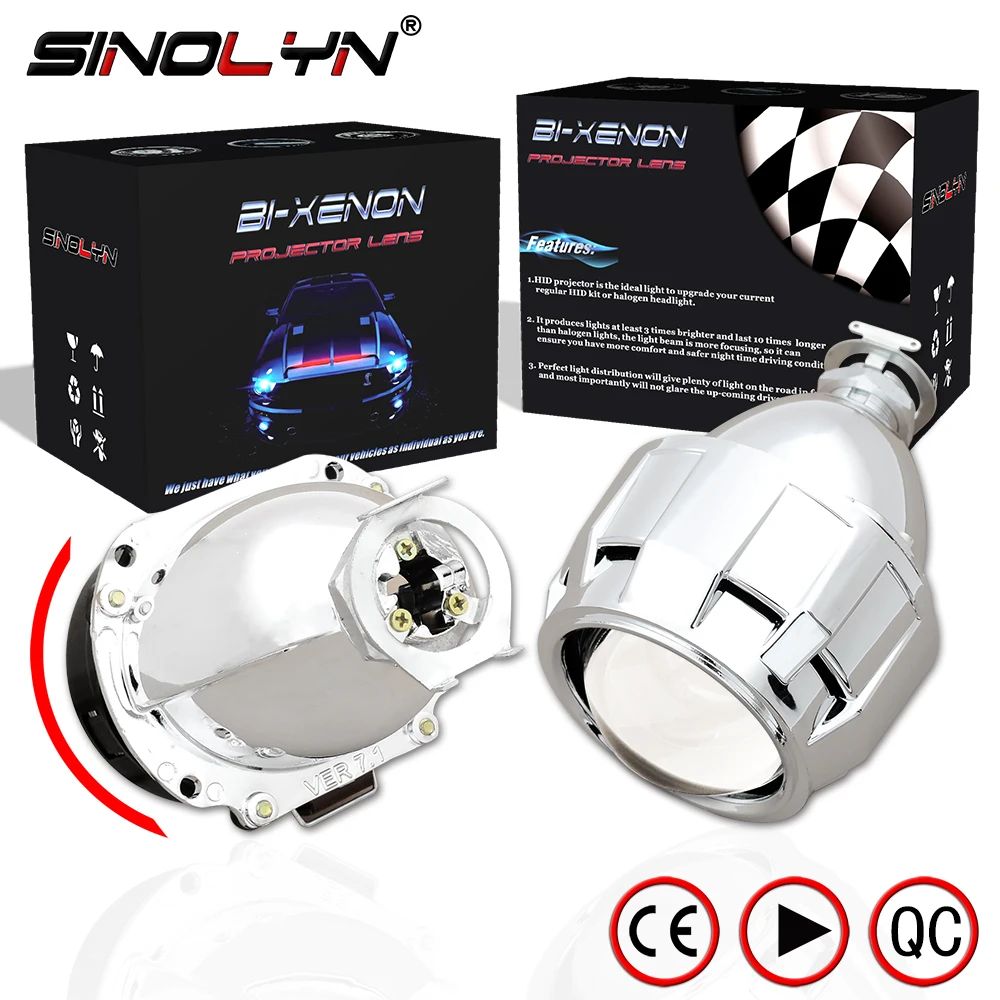 Sinolyn سيارات ترقية البسيطة 2.5 ''7.1 النسخة HID عدسة إسقاط ثنائية الزينون H1 العلوي التحديثية H4 H7 ، سوبر مشرق واضح