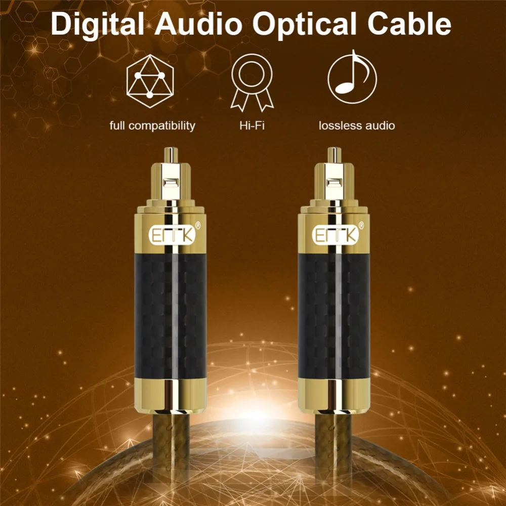  EMK High Resolution Carbon fiber shell S/PDIF digital cable optilal toslink spdif audio cable OD8.0