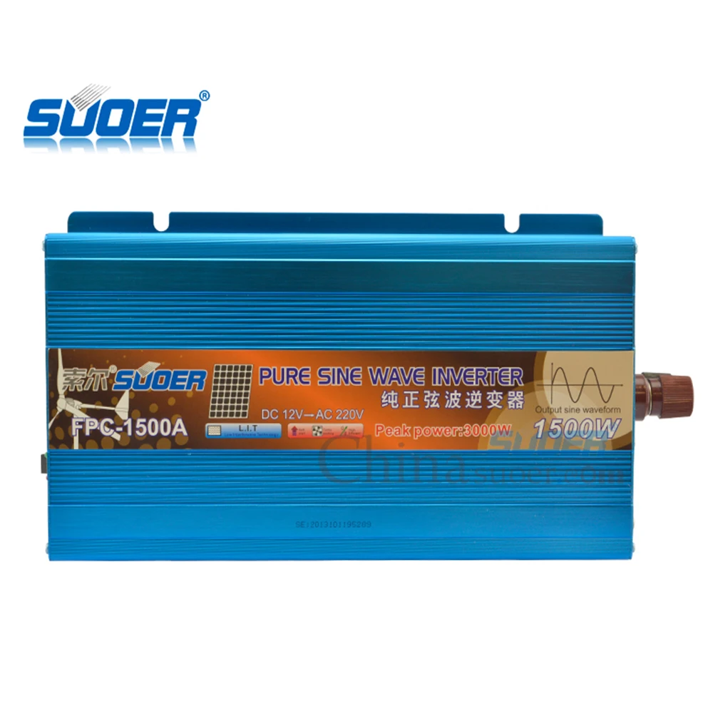 Suoer высококачественный преобразователь частоты 12 V 220 1500 W чистый синусоидальный