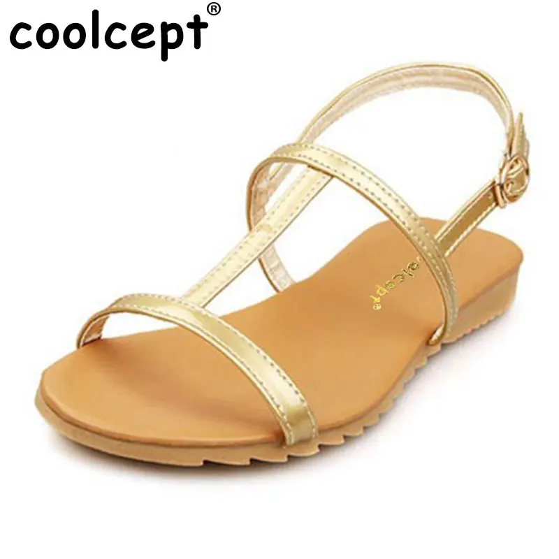 

Coolcept Size 34-43 Ladies Flats Sandals T Strap Back Strap Shoes Woman Gentle women Brief Hasp Flat Female Footwear PA00238