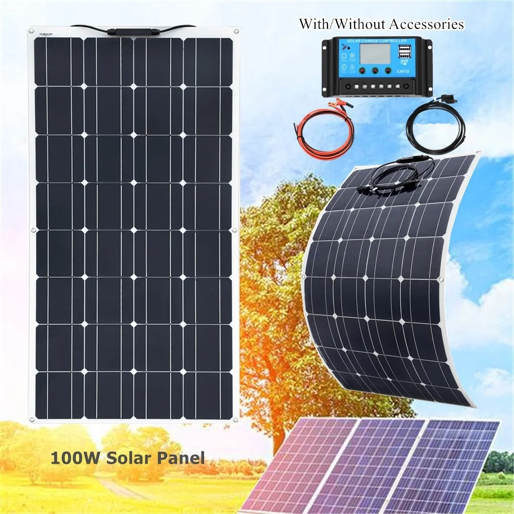 Xinpuguang 100 W flexible solar panel kit complete 12 v 100 watt 120w 200w camping Home Yacht RV Caravan Boat Battery Charger