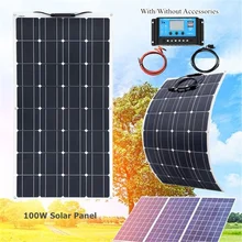 Xinpuguang 100 w flexível placa solar 100w kit 12v 200w watt 120w 200 para casa iate rv caravana cabine barco e 12v carregador de bateria